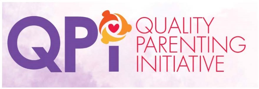 QPI logo with purple and red text and purple background
